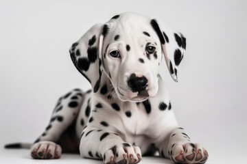 Dalmatian Dog Puppy On White Background. Generative AI