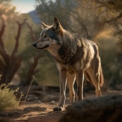 Obraz premium Wolf in natural habitat (generative AI)