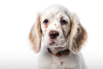 Clumber Spaniel Dog Puppy On White Background. Generative AI