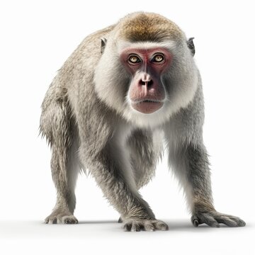 Monkey isolated on white background (Generative AI)