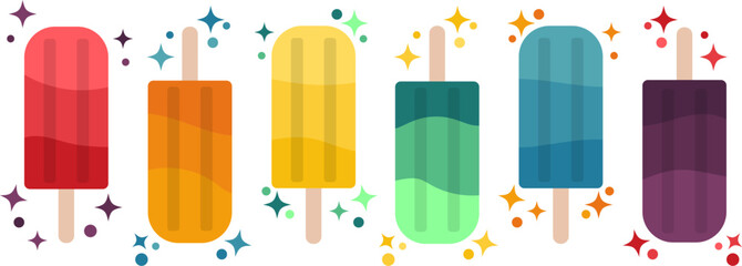 Rainbow Popsicle Icon Illustration
