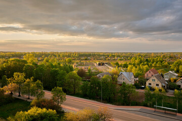 Evening landscape with changeable weather