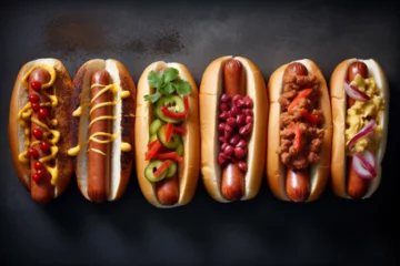 Foto op Plexiglas Generate an image of a hot dog with different topp, Generative Ai © FoodArts