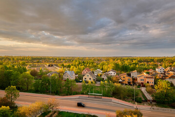 Evening landscape with changeable weather