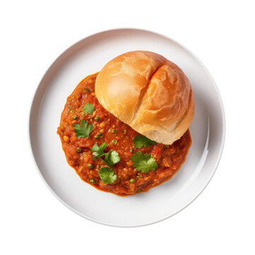 Pav Bhaji Indian Dish On White Plate. Isolated On A Transparent Background, Png. Generative AI