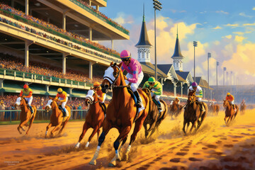 Kentucky Derby promotional image for advertising horse racing - made with generative ai