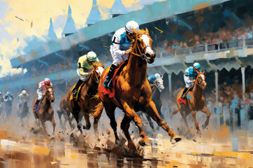 Kentucky Derby promotional image for advertising horse racing - made with generative ai