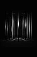 Metal bars with light reflecting through it reflecting the image on the floor - Generative AI