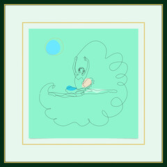 one line art beautiful woman gesture with boho style, editable vector ready eps 10