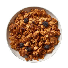 Granola On White Plate. Isolated On A Transparent Background, Png. Generative AI