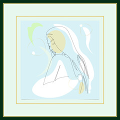 one line art beautiful woman gesture with boho style, editable vector ready eps 10