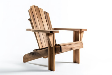 Adirondack Chair Wooden On White Background. Generative AI