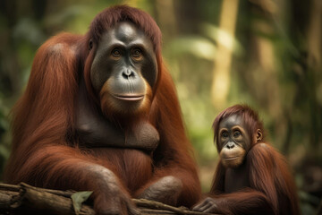 Endangered Species Protection Mother And Baby Endangered Animal In Protected Area. Generative AI