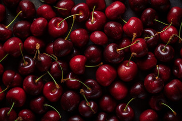 Hundreds of fresh cherry seamless background, Generative Ai