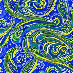 A swirling, paisley-like pattern in shades of blue and green4, Generative AI
