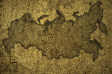 map of russia on a old vintage crack paper background .