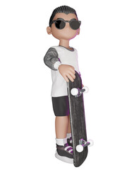 A cartoon character with sunglasses and a skateboard