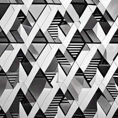 A bold pattern of black and white triangles intersecting at sharp angles5, Generative AI