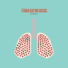 Lungs of infected person. Mycobacterium And  tuberculosis close-up. Tuberculosis bacteria danger.
