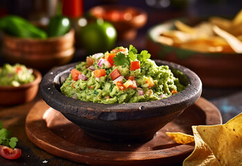 Guacamole A classic Mexican dip made with mashed avocad, Generative Ai