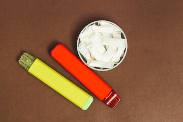 Nicotine pads snus, cigarette replacement, together with an electronic cigarette.