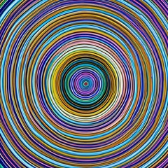 A series of concentric circles in shades of blue and green, with a bright pink dot in the center2, Generative AI