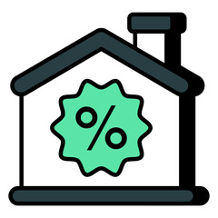 Editable design icon of home discount