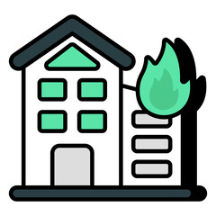 A trendy vector design of building on fire