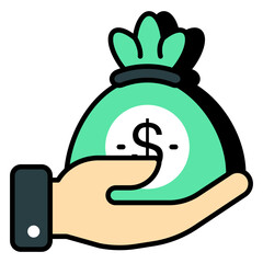 Conceptual flat design icon of giving money
