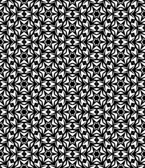 Black and white seamless abstract pattern. Background and backdrop. Grayscale ornamental design. Mosaic ornaments. Vector graphic illustration. EPS10.