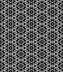 Fototapeta premium Black and white seamless abstract pattern. Background and backdrop. Grayscale ornamental design. Mosaic ornaments. Vector graphic illustration. EPS10.