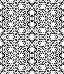 Black and white seamless abstract pattern. Background and backdrop. Grayscale ornamental design. Mosaic ornaments. Vector graphic illustration. EPS10.