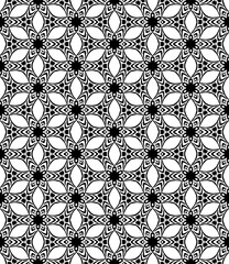 Black and white seamless abstract pattern. Background and backdrop. Grayscale ornamental design. Mosaic ornaments. Vector graphic illustration. EPS10.