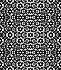 Black and white seamless abstract pattern. Background and backdrop. Grayscale ornamental design. Mosaic ornaments. Vector graphic illustration. EPS10.