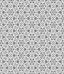 Gordijnen Black and white seamless abstract pattern. Background and backdrop. Grayscale ornamental design. Mosaic ornaments. Vector graphic illustration. EPS10. © Jozsef