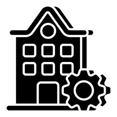 Conceptual solid design icon of building setting