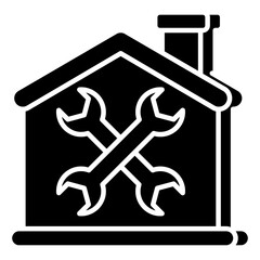 Conceptual solid design icon of building setting