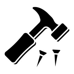 Conceptual solid design icon of fix iron nail 