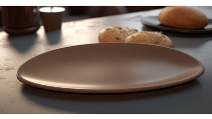 A plate used in a caf to hold light foods such as break, Generative Ai