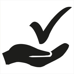 Hand Check mark logo design. Tik mark logo with Hand concept vector. Hand and Check mark logo design - obrazy, fototapety, plakaty