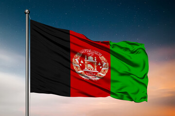 Waving flag of the Afghanistan. Pole Flag in the Wind. National mark. Waving Afghanistan Flag. Afghanistan Flag Flowing.
