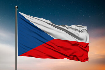Waving flag of the Czech Republic. Pole Flag in the Wind. National mark. Waving Czech Flag. Czech Republic Flag Flowing.