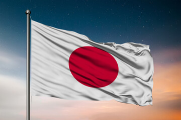 Fototapeta na wymiar Waving flag of the Japan. Pole Flag in the Wind. National mark. Waving Japan Flag. Japan Flag Flowing.