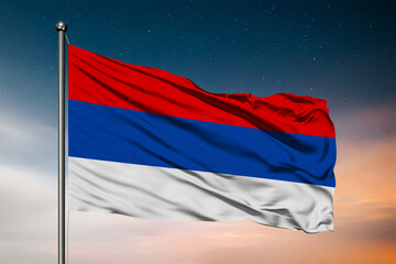 Naklejka na ściany i meble Waving flag of the Republika Srpska. Pole Flag in the Wind. National mark. Waving Srpska Flag. Republika Srpska Flag Flowing.