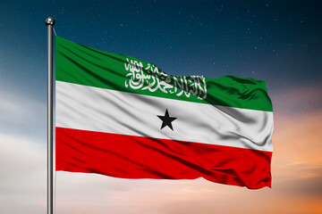 Waving flag of the Somaliland. Pole Flag in the Wind. National mark. Waving Somaliland Flag. Somaliland Flag Flowing.