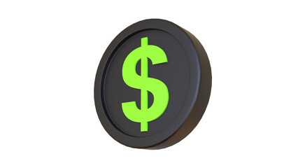 3d realistic render dollar coin isolated coin penny  icon