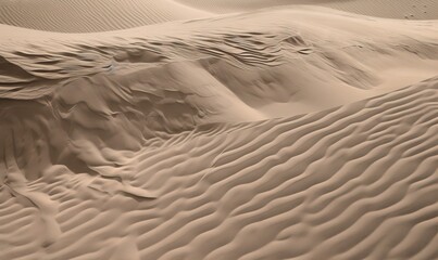 Fototapeta na wymiar a desert landscape with sand dunes and a mountain in the distance. generative ai