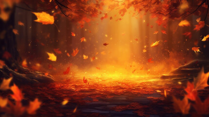 Autumn natural background. Illustration AI Generative