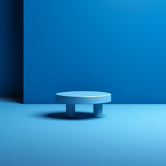 Abstract Blue Step Up Podium with Matte Backdrop - Product Mock Up and Display for Cosmetic, Beauty, and Tech Products - Generative AI