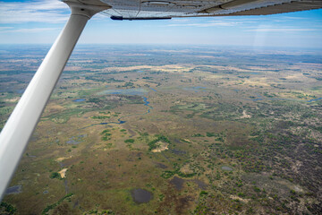 Blick auf das Okavango Delta mit seinen Flüssen, Seen und Sumpflandschaft in Botswana Afrika,...